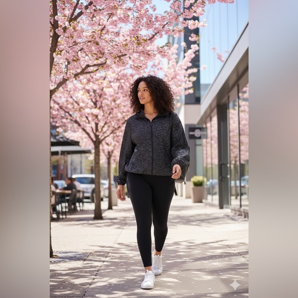 Fabletics Oversized Flyweight Windbreaker Women's Black Jacket 1980’s style - Picture 2 of 4